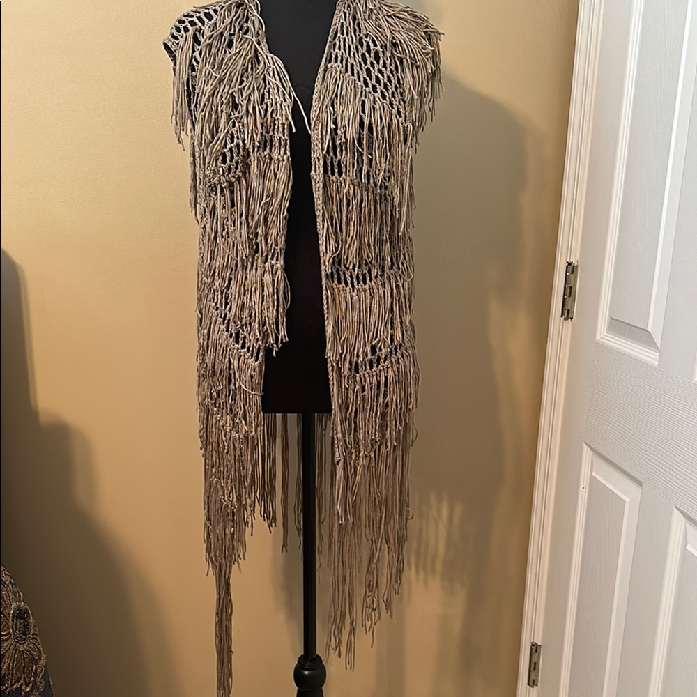 Umgee Fringe Vest in Tan